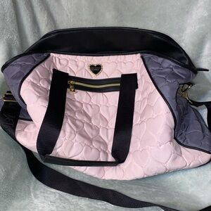 Betsey Johnson Pink and Gray Quilted Bag